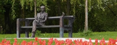 Edvard Kocbek monument in Tivoli park Ljubljana by the pond sept 27th 2004